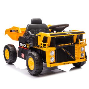 12V Kids Ride On Dump Truck W/Parents Control,2wd,Rear-wheel suspension,Electric Dump Bed and Extra Shovel,Multimedia function with Bluetooh and Music,Volume&Speed adjustment,LED Light For Kids 3-5.