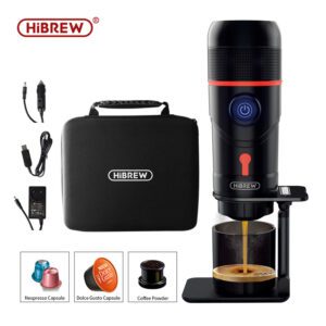 HiBREW Portable Coffee Machine for Car & Home,DC12V Expresso Coffee Maker Fit Nexpresso Dolce Pod Capsule Coffee Powder H4