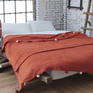 Dolce Bonita Home Single Pom-pom Pique Blanket 150x200 Tile