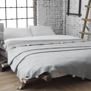 Dolce Bonita Home Single Pom-pom Pique Blanket 150x200 Gray