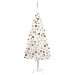 Artificial Pre-lit Christmas Tree with Ball Set White 94.5"