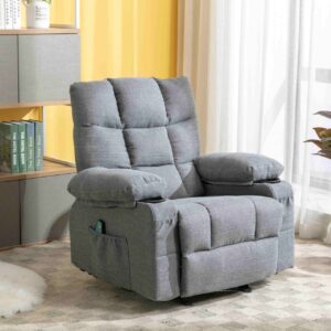 Vanbow.Recliner Chair Massage Heating sofa with USB and side pocket 2 Cup Holders (Grey)