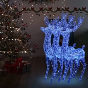 XXL Acrylic Christmas Reindeers 250 LED 3 pcs 70.9" Blue