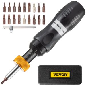 VEVOR Torque Screwdriver, 1/4" Drive Screwdriver Torque Wrench, Torque Screwdriver Electrician 10-50 in/lbs, Torque Range Accurate to ?±5%, 5 in-lb Increment Torque Screwdriver with Bits & Case