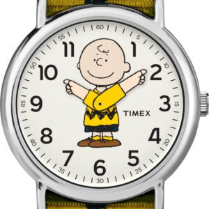 Timex Unisex TW2R41100 Weekender x Peanuts: Charlie Brown Nylon Slip-Thru Strap Watch